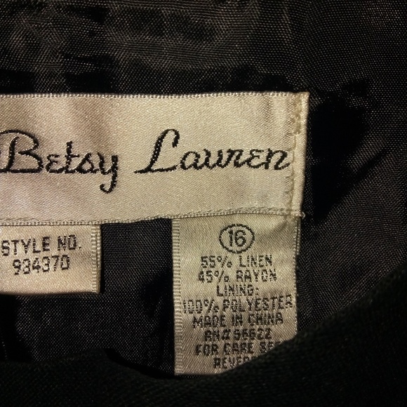 Betsy Lauren 16 Sleeveless Linen Blend Black Embroidered Shift Dress Plus - Picture 4 of 4